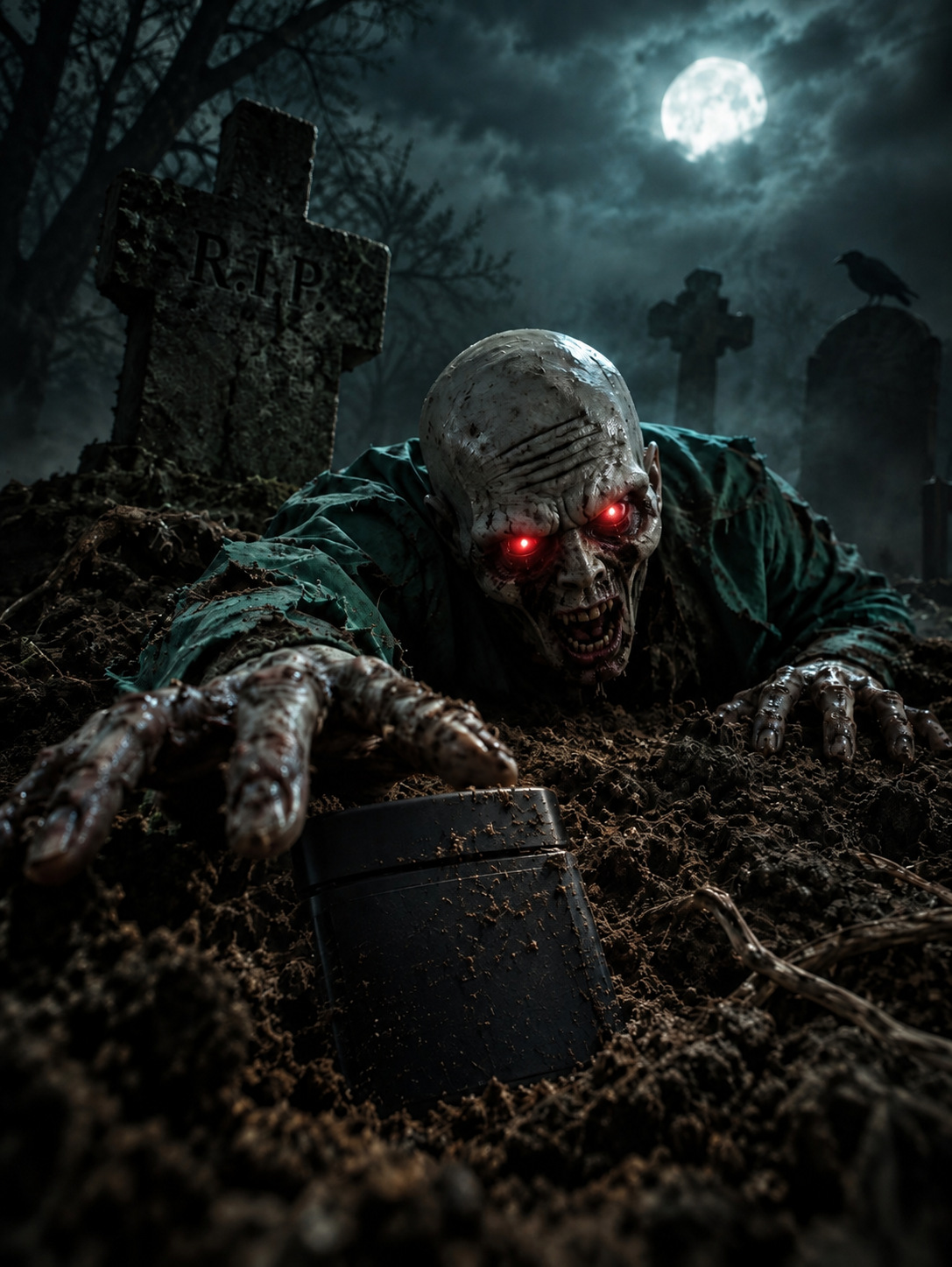 Halloween Nightmare Bundle - crawling zombie, spider, and ghost statue