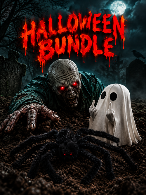 Halloween Scare Bundle – Crawling Zombie, Large Spider & Ghost Statue