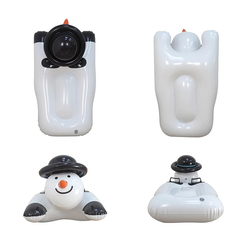 Snowman sled front and side view