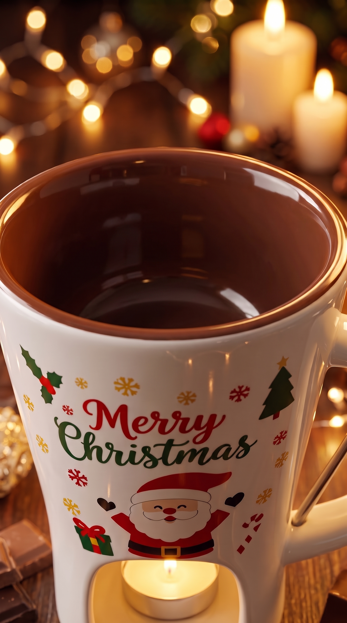 Merry Melt fondue mug with tealight