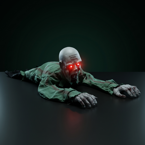 Crawling Zombie Halloween Prop – Glowing Red Eyes & Sound Effects