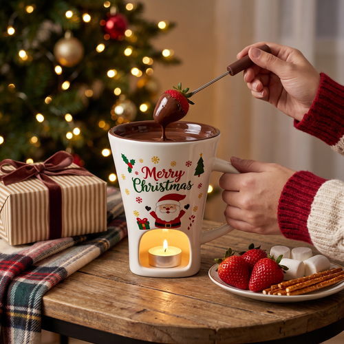 Merry Melt Date Night Set – 2 Christmas Chocolate Fondue Mugs