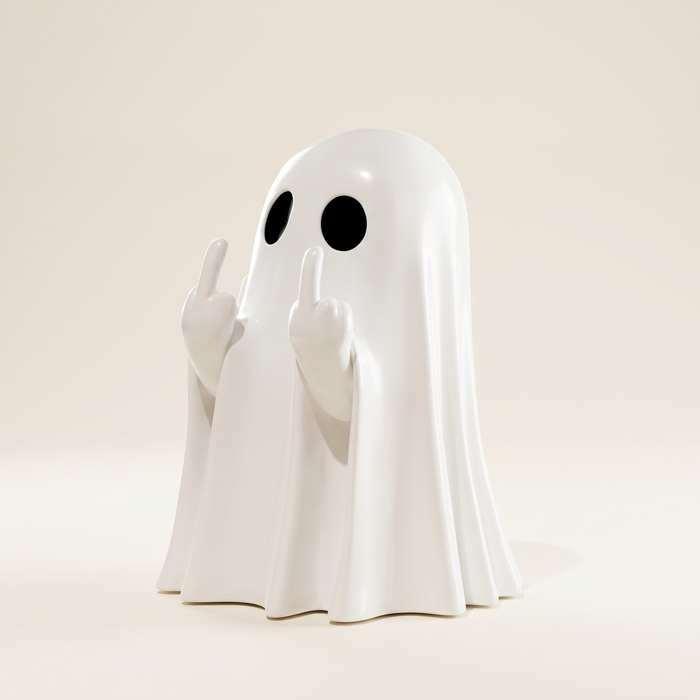Cute Middle Finger Ghost Statue